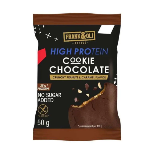 High protein cookie 50g / Frank & Oli - Crunchy Peanuts Caramel