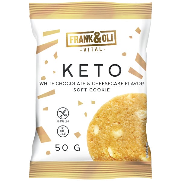 Keto soft cookie 50g / Frank & Oli - White choco Cheasecake