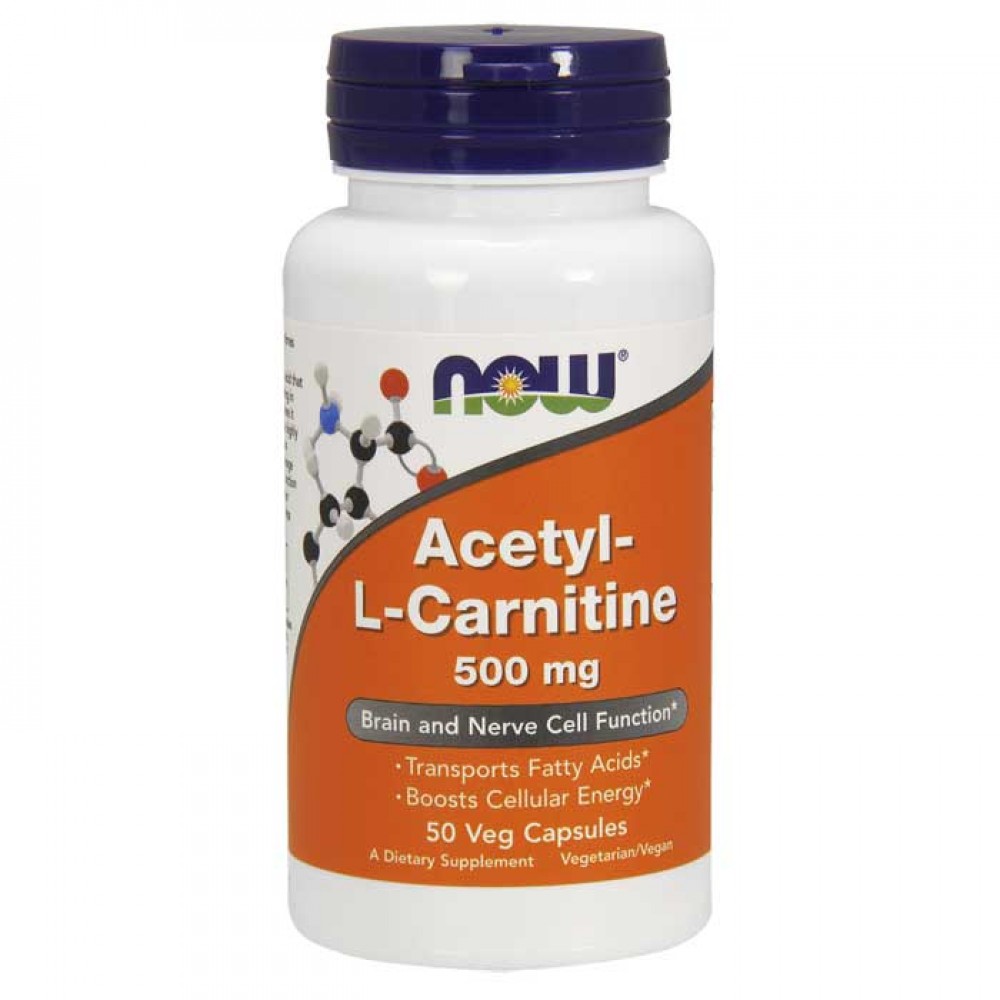 Acetyl-L-Carnitine 500 mg 50 vcaps - Now / Λιποδιαλύτης