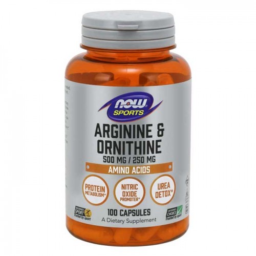 Arginine & Ornithine 500/250 - 100 caps - Now / Αμινοξέα