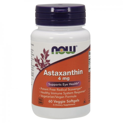 Astaxanthin 4mg 60 veggie softgels - Now / Όραση