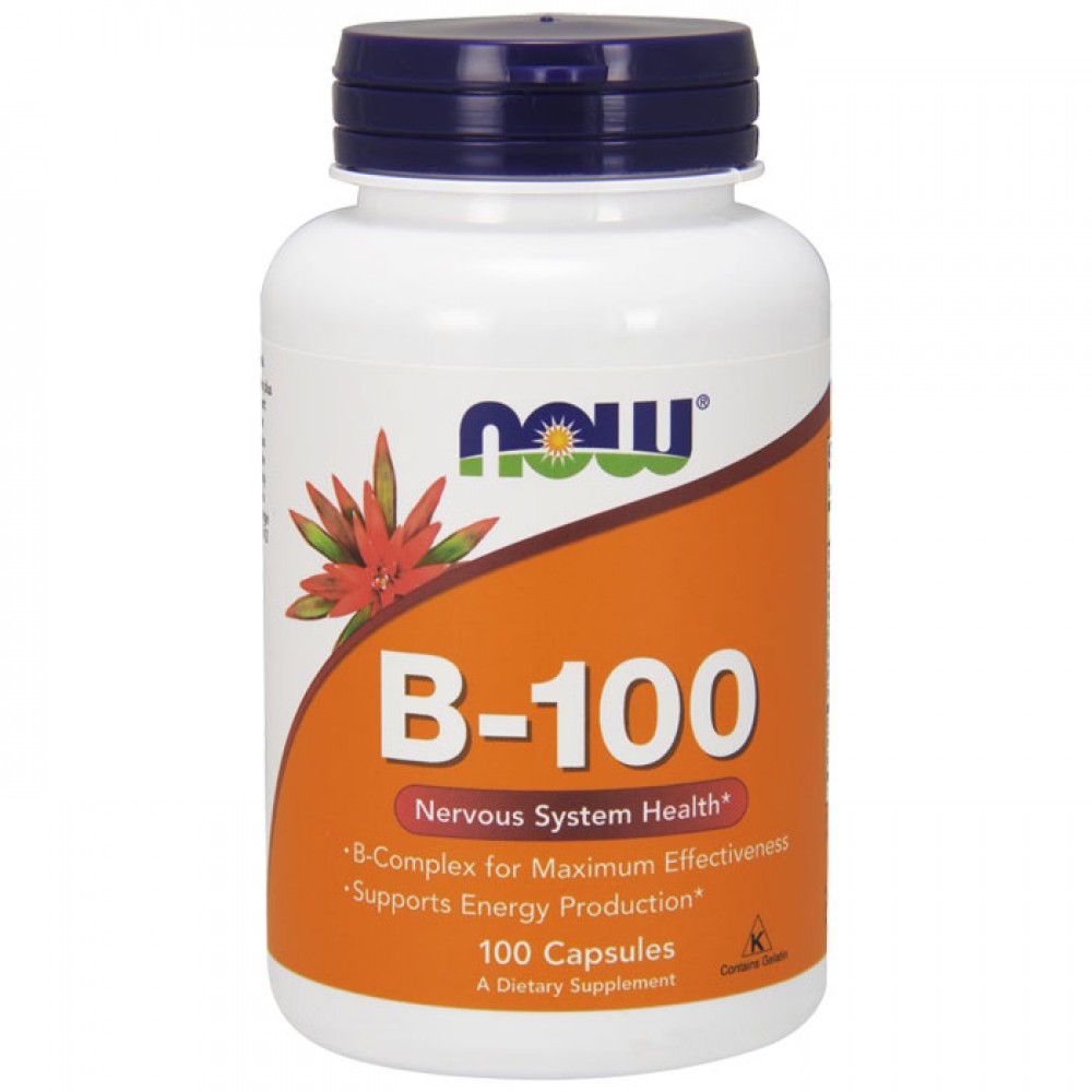 Vitamin B-100,Nervous System Health - 100 vcaps NOW Foods / Βιταμίνες