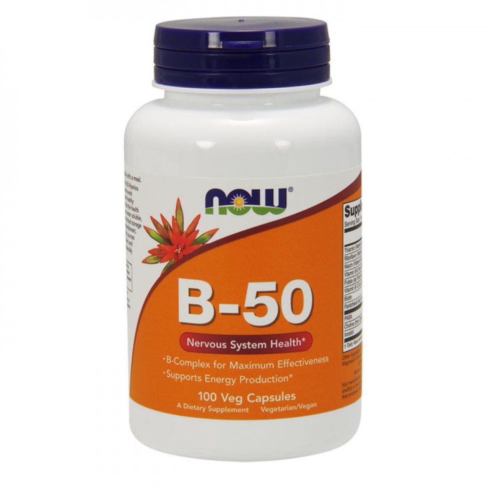 Vitamin B-50 - 100 vcaps NOW Foods / Σύμπλεγμα Βιταμινών Β