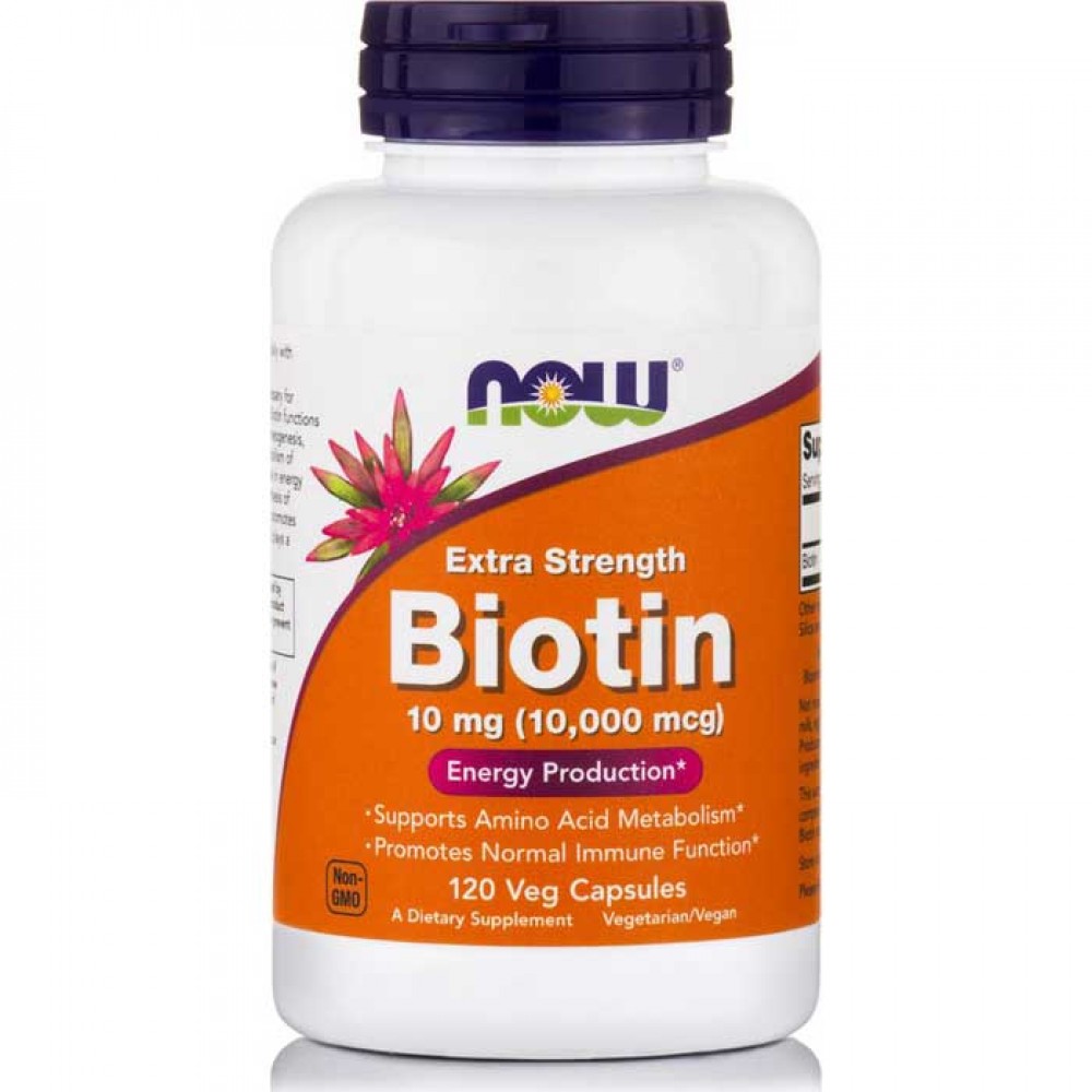 Biotin 10000 mcg 120 Φυτικές Κάψουλες - Now / Βιταμίνες - Βιοτίνη
