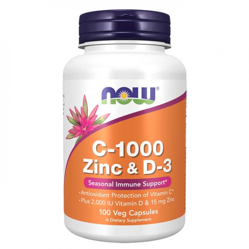 Vitamin C-1000 Zinc & D-3 100 vcaps - Now C-1000 Zinc & D-3 100 Veg Capsules - Now