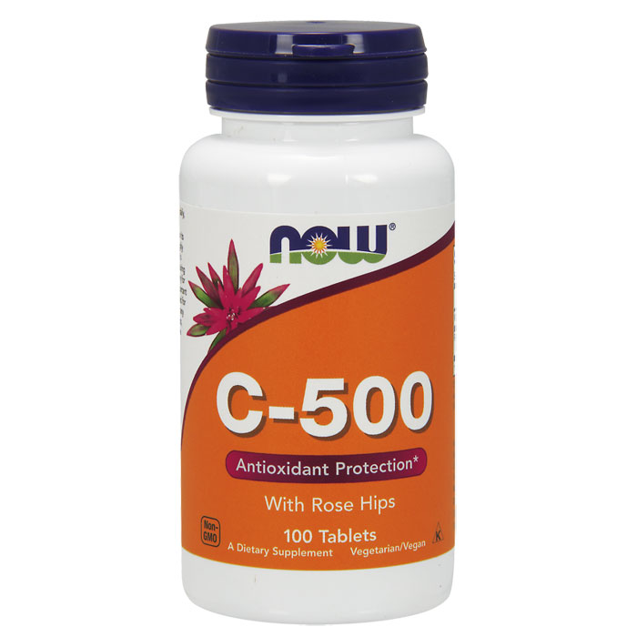 Vitamin C 500 with Rose Hips 100 ταμπλέτες - Now / Αντιοξειδωτική Βιταμίνη C-500