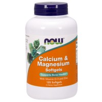 Calcium & Magnesium with Vit D and Zinc 120 softgels - Now / Ασβέστιο - Μαγνήσιο