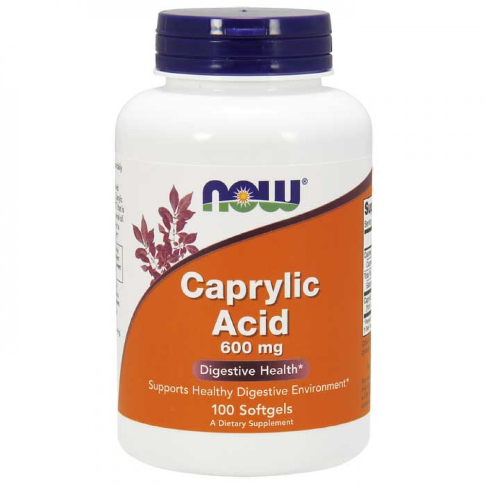 Caprylic Acid 600mg 100 μαλακές κάψουλες - Now / Υγεία Εντέρου - Πεπτικού