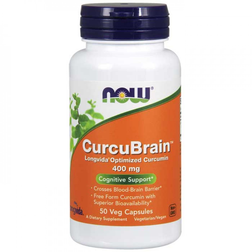 CurcuBrain 400 mg 50 Veg Capsules - Now Foods