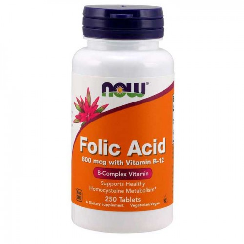 Folic Acid 800mcg with Vitamin B12 250 ταμπλέτες - Now / Φολικό Οξύ - Βιταμίνες Folic Acid 800mcg with Vitamin B12 250 ταμπλέτες - Now / Φολικό Οξύ - Βιταμίνες