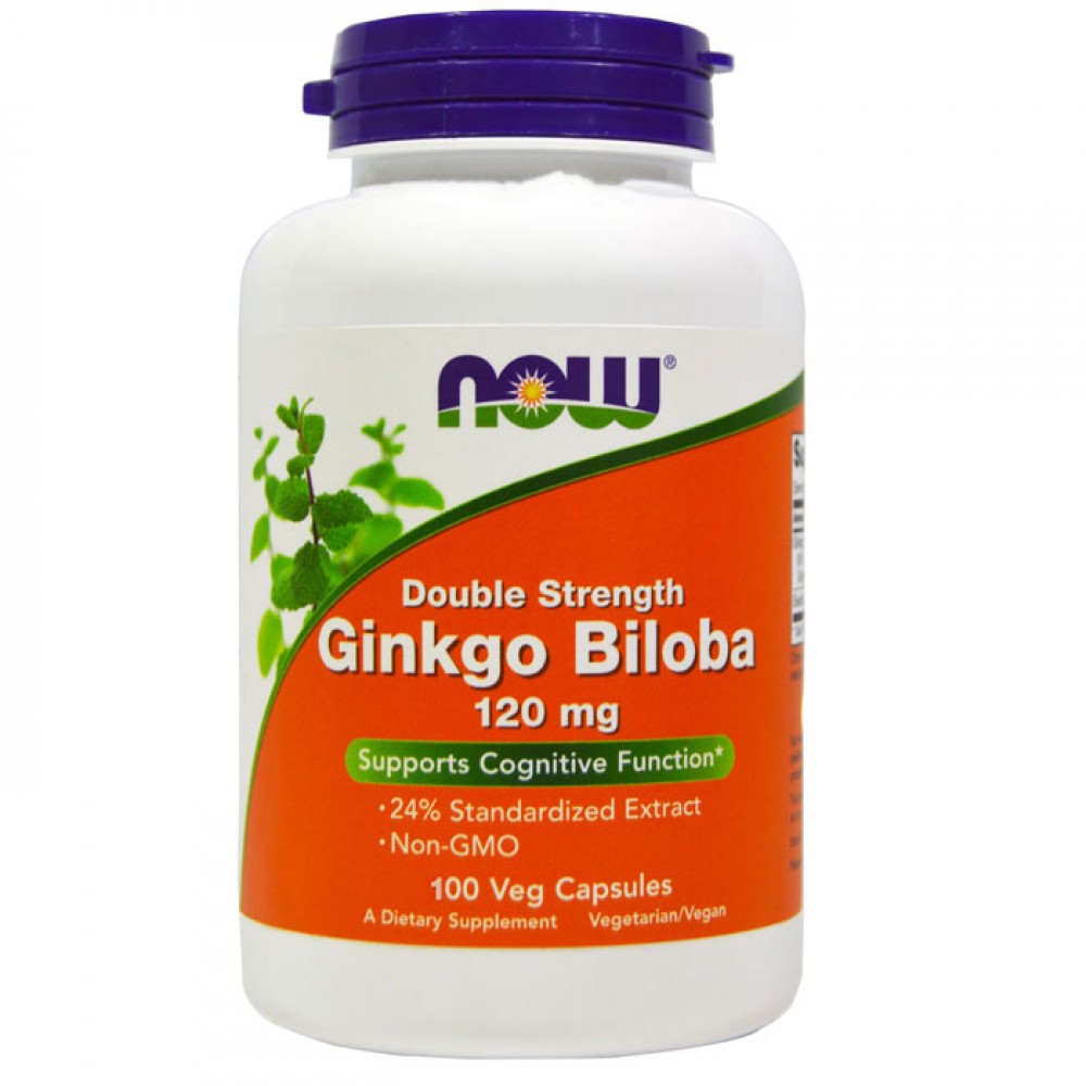 Ginkgo Biloba,120mg Double Strength - 100 vcaps NOW Foods / Μνήμη - Συγκέντρωση
