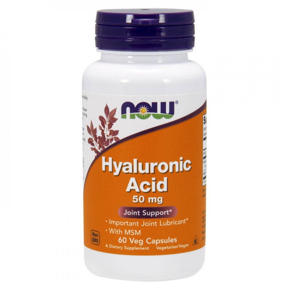 Hyaluronic Acid with MSM,50mg - 60 vcaps NOW Foods / Υαλουρονικό Οξύ