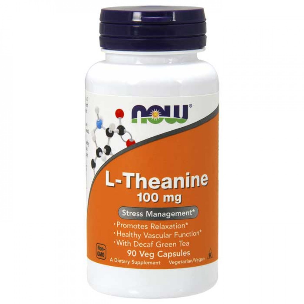 L-Theanine,100mg with Decaf Green Tea - 90 vcaps - Now / Αγχος - Στρες