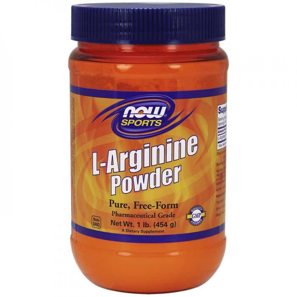 L-Arginine,100% Pure Powder - 454 grams - Now / Αμινοξέα