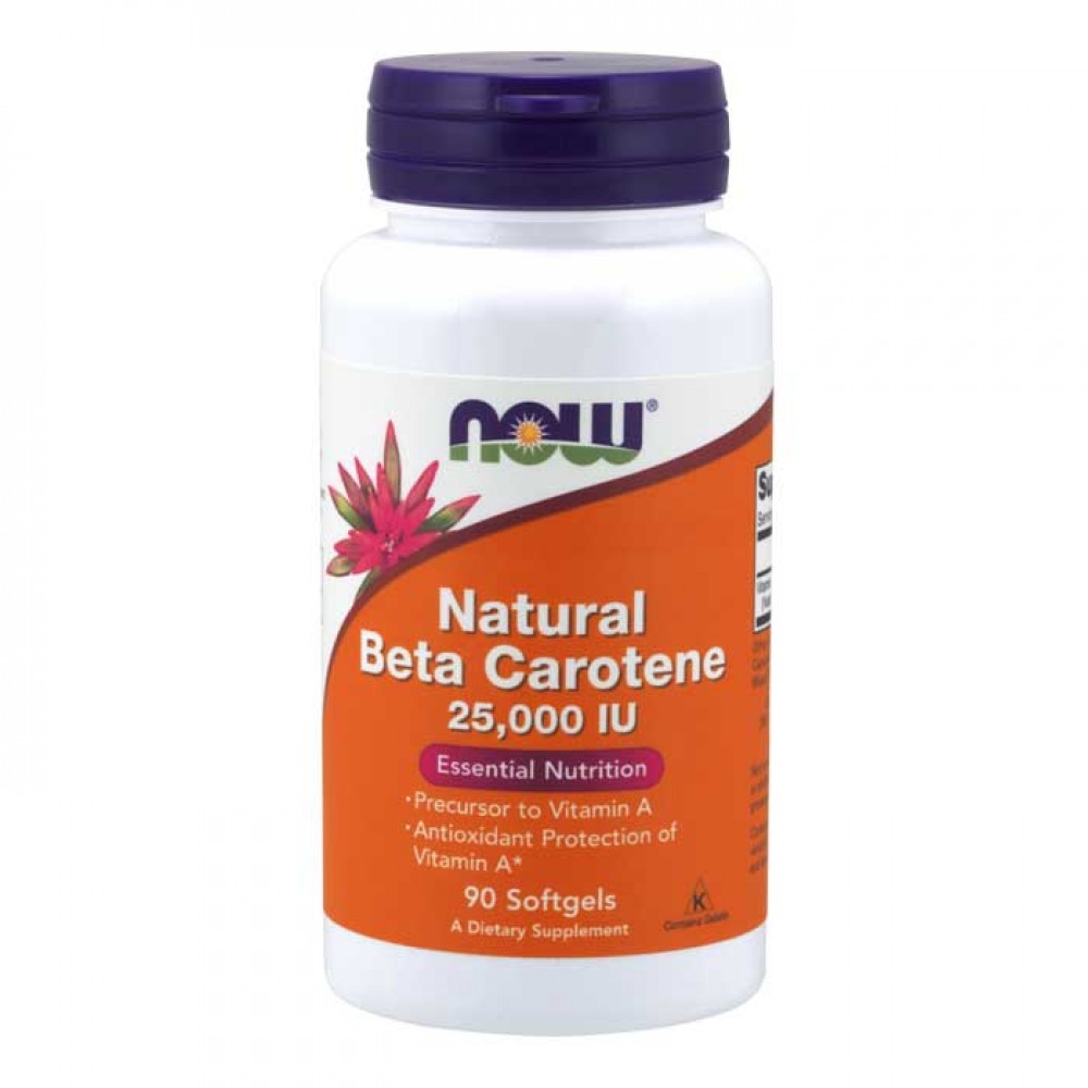 Beta Carotene 25.000IU 90 μαλακές κάψουλες - Now / Βιταμίνες