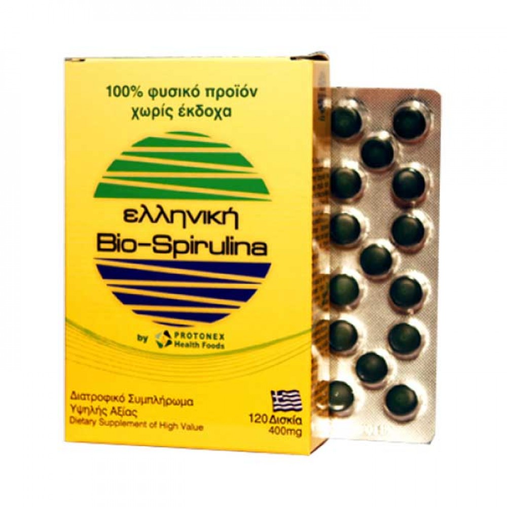 Ελληνική Bio-Spirulina 120 δισκία Protonex Health Foods 400 mg - Σπιρουλίνα