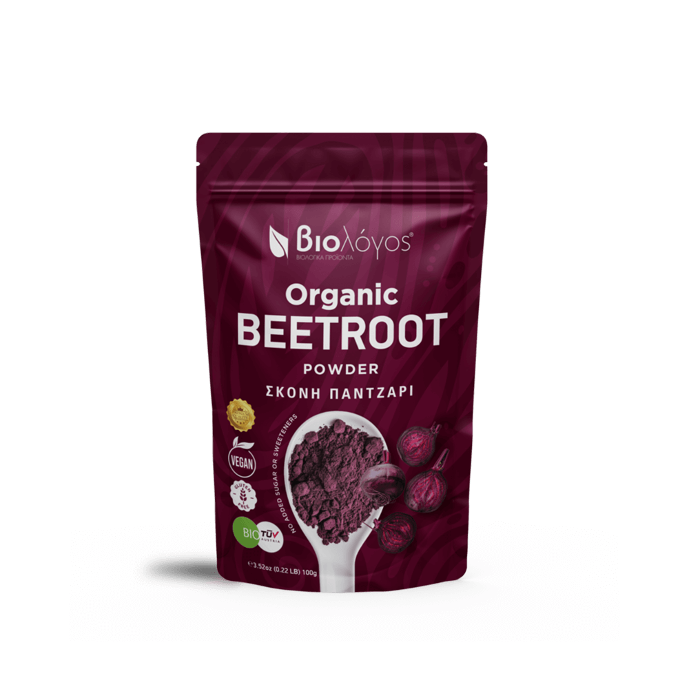 Organic Beetroot Powder (βιολογική σκόνη παντζαριού) 100gr - Biologos