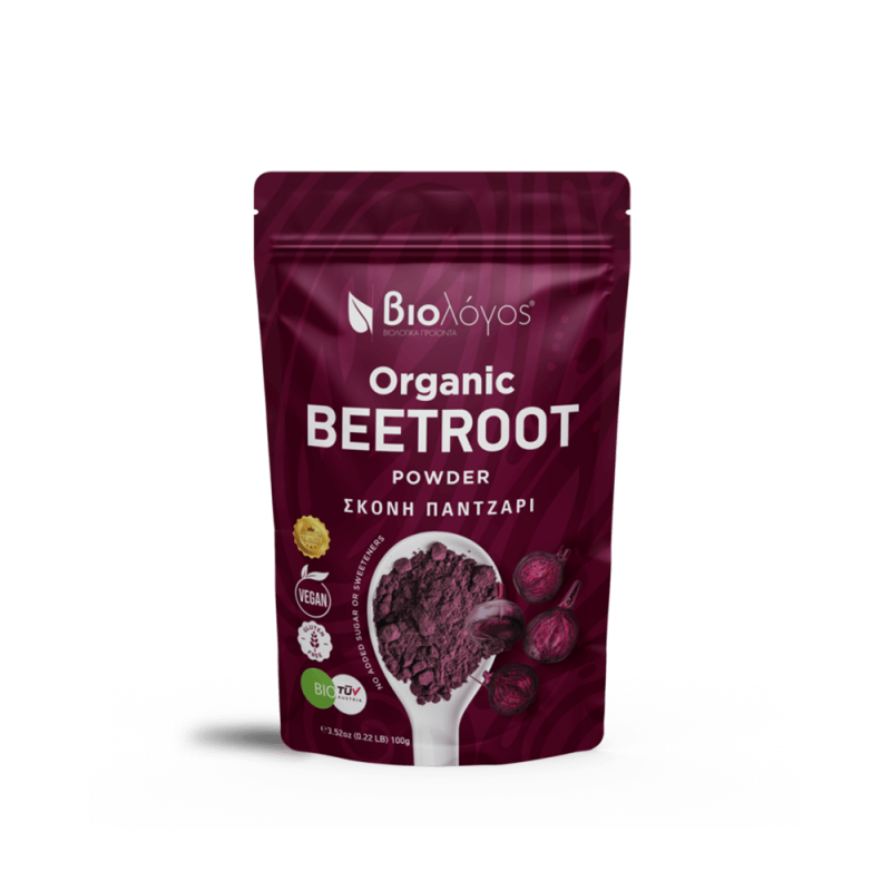 Organic Beetroot Powder (βιολογική σκόνη παντζαριού) 100gr - Biologos