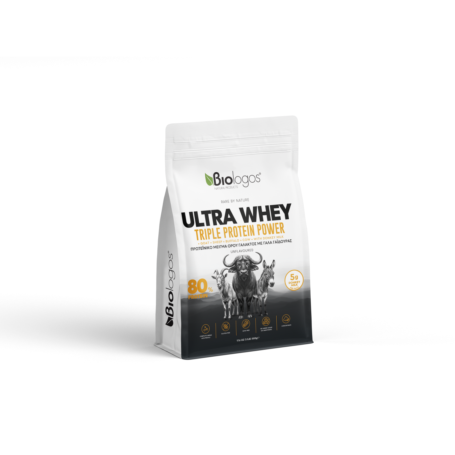 Ultra Whey Triple Protein Power 500gr - Biologos / Unflavoured (Φυσική)