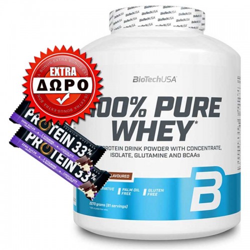 100% Pure Whey 2270gr - Biotech USA + ΔΩΡΟ δύο bar 50g 100% Pure Whey 2270gr - Biotech USA + ΔΩΡΟ δύο bar 50g
