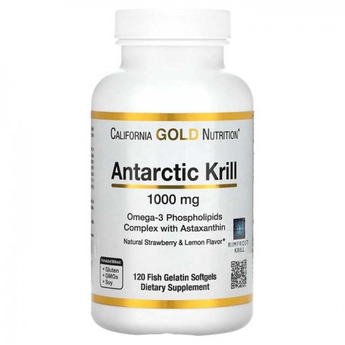 Antarctic Krill Oil 1000 mg 120 Fish Gelatin Softgels - California Gold Nutrition Antarctic Krill Oil 1000 mg 120 Fish Gelatin Softgels - California Gold Nutrition
