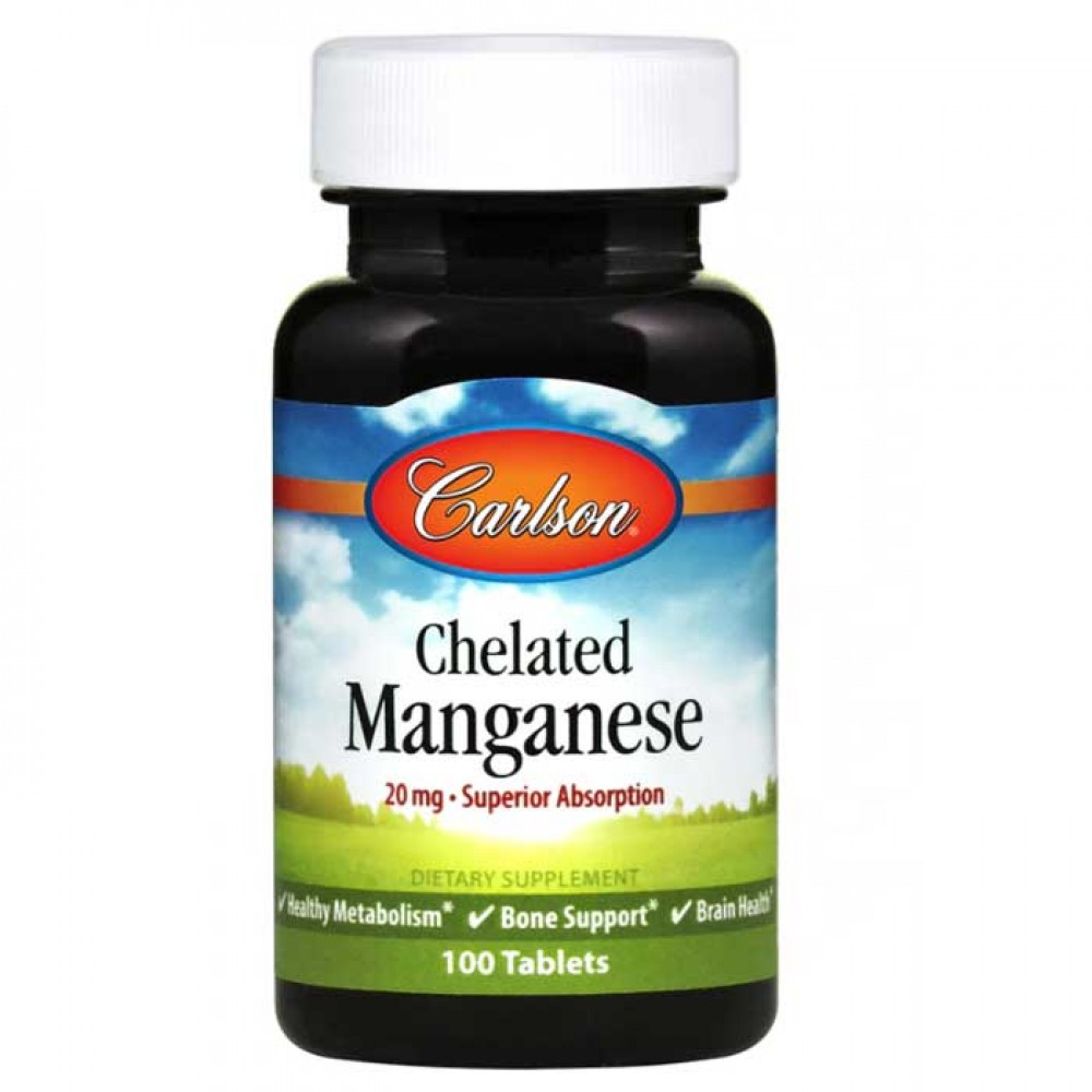 Chelated Manganese 20mg 100 tablets - Carlson Labs