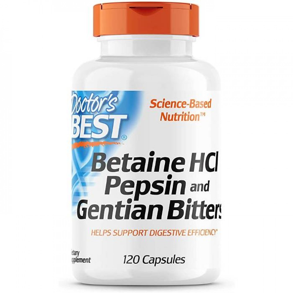 Betaine HCL Pepsin and Gentian Bitters 120 caps - Doctor's Best