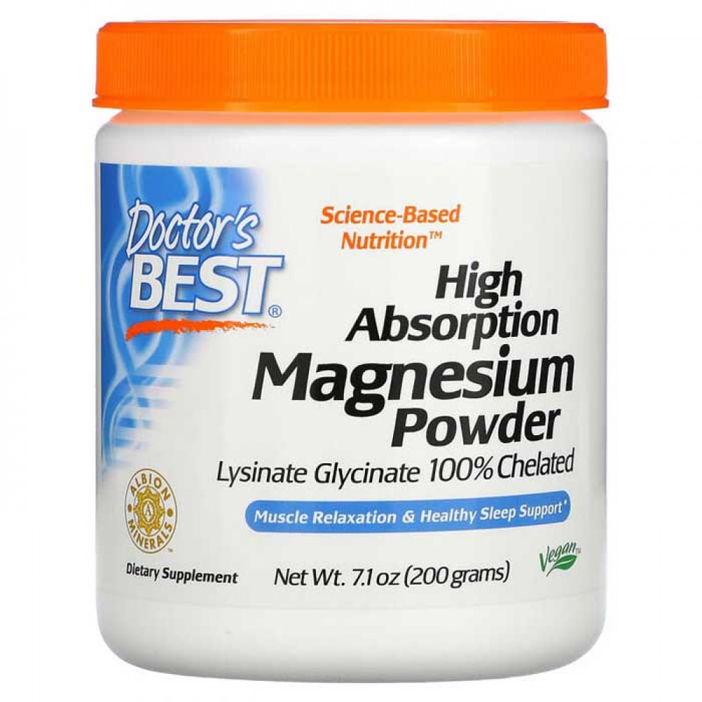 High Absorption Magnesium Powder with Traacs 100% Chelated 200γρ / Doctors Best / Μαγνήσιο Αμινοξέα Σκόνη