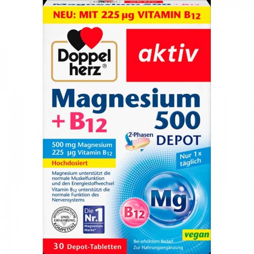 Μαγνήσιο 500 + B12 2-phase depot 30  tabs - Doppelherz / Magnesium Μαγνήσιο 500 + B12 2-phase depot 30  tabs - Doppelherz / Magnesium