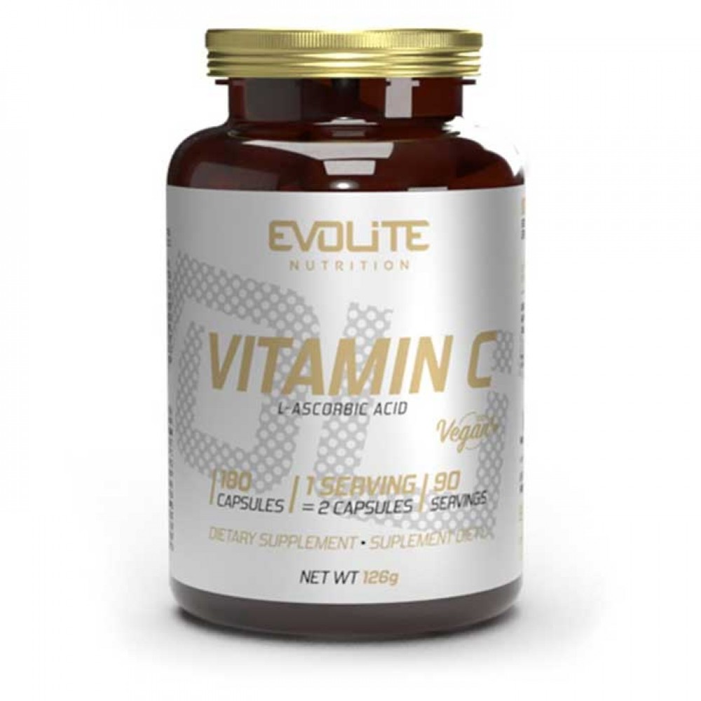 Vitamin C 500mg L-ascorbic Acid 180 vege caps - Evolite / Βιταμίνη C