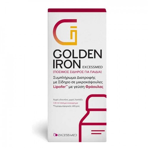 Golden Iron Kids Oral 120ml - Excess Med / Πόσιμος σίδηρος για παιδιά - φράουλα