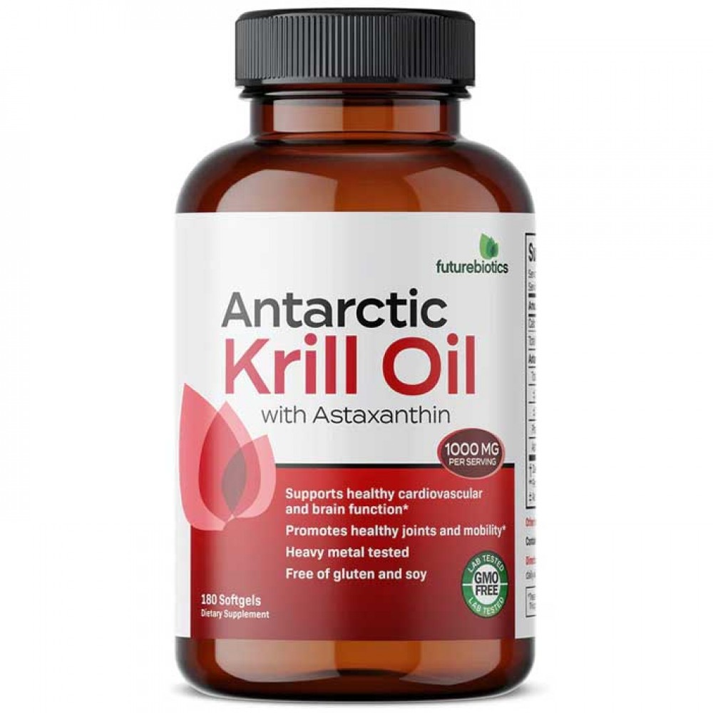 Antarctic Krill Oil with Astaxanthin 180 Softgels (500mg per Softgel) - Futurebiotics