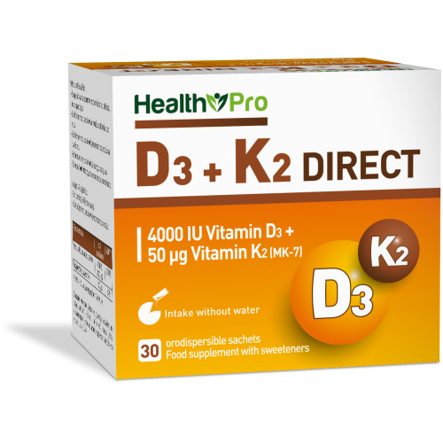 Vitamin D3 + K2mk7 Direct 30 διασπειρόμενα φακελα / Health Pro
