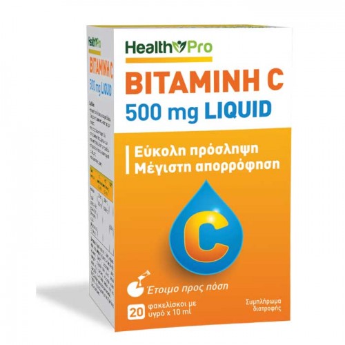 Vitamin C 500mg 20x10ml Liquid Sachets  - Health Pro Vitamin C 500mg 20x10ml Liquid Sachets  - Health Pro