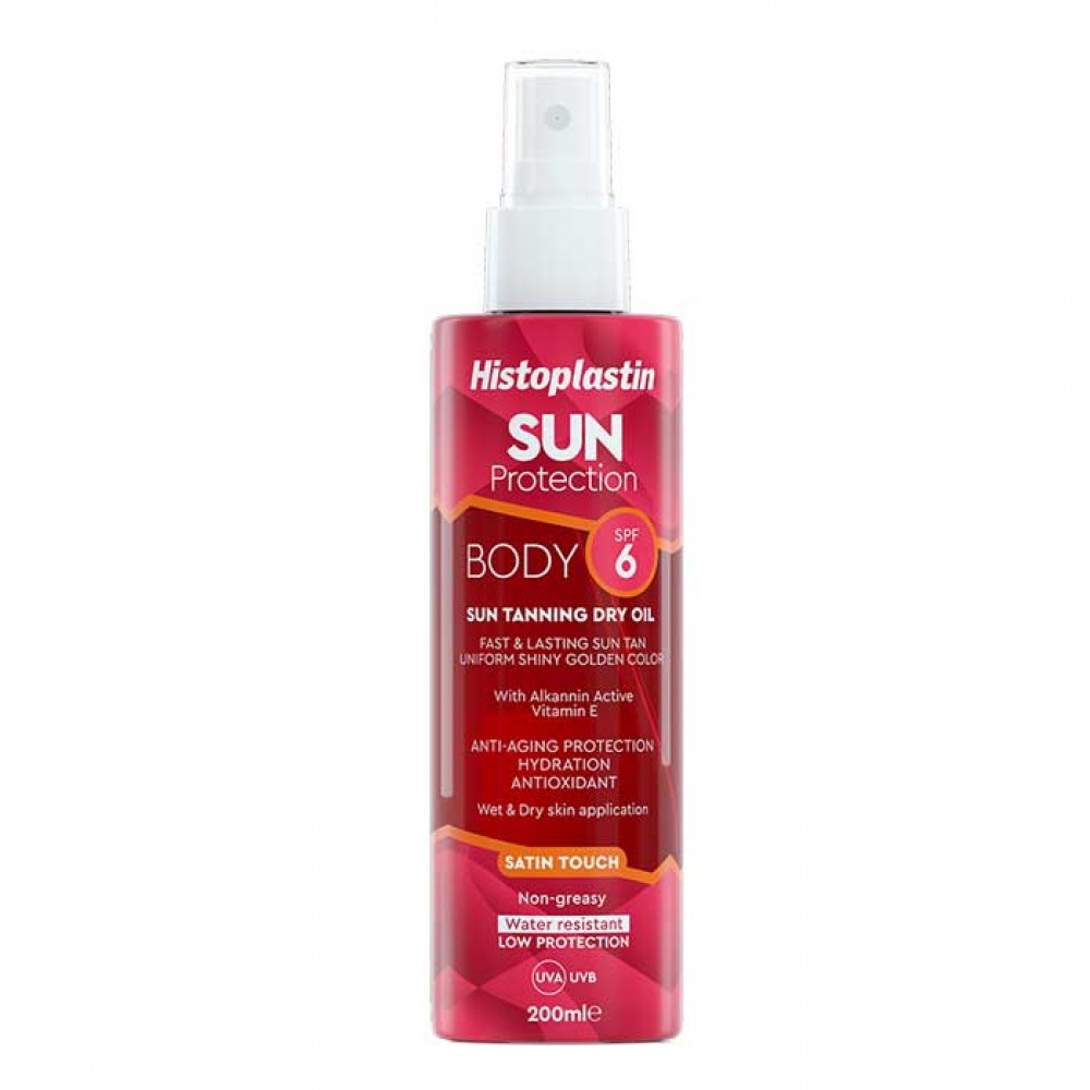 Histoplastin Sun Protection Body Tanning Dry Oil Satin Touch 6+spf 200ml