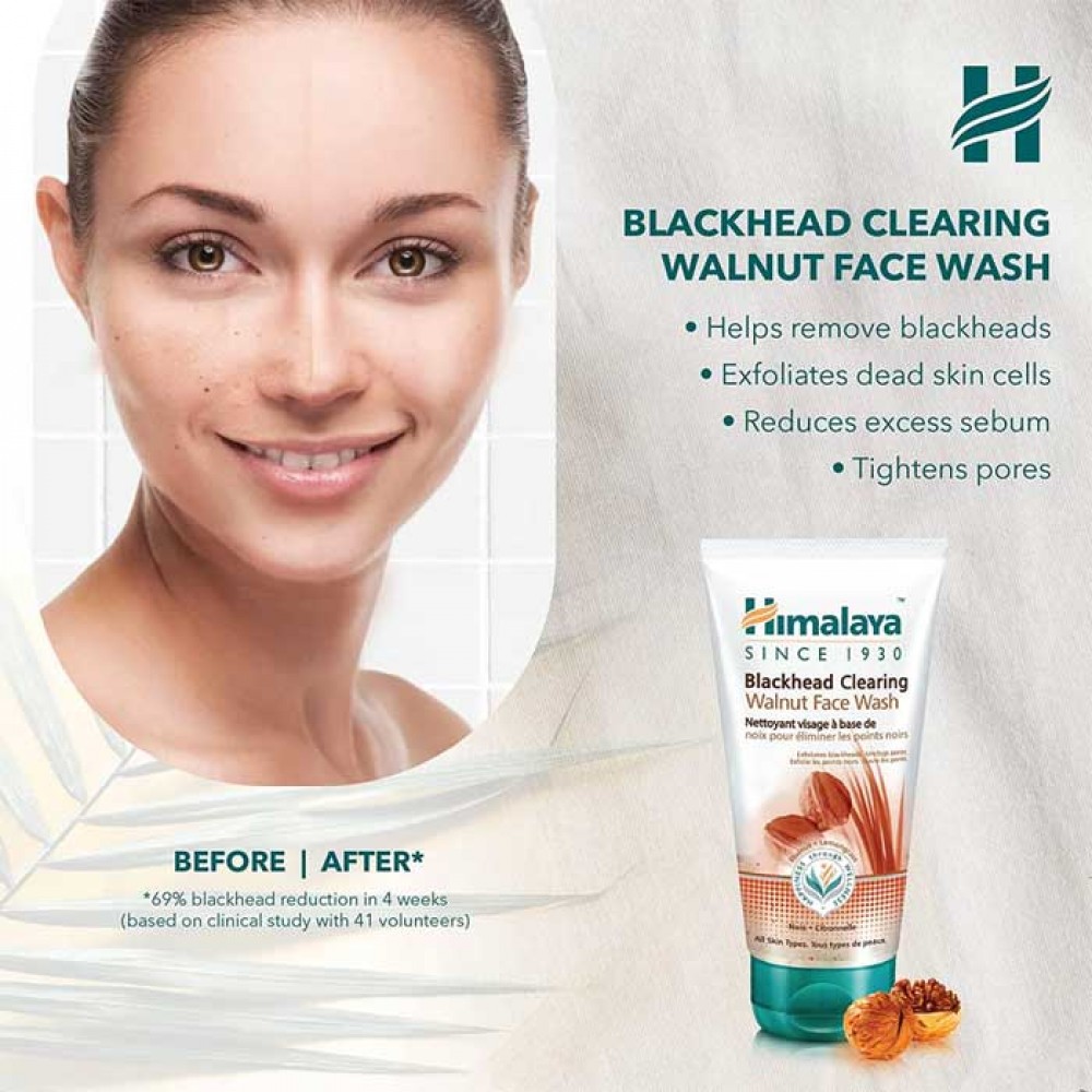 Blackhead Clearing Walnut Face Wash 150ml - Himalaya