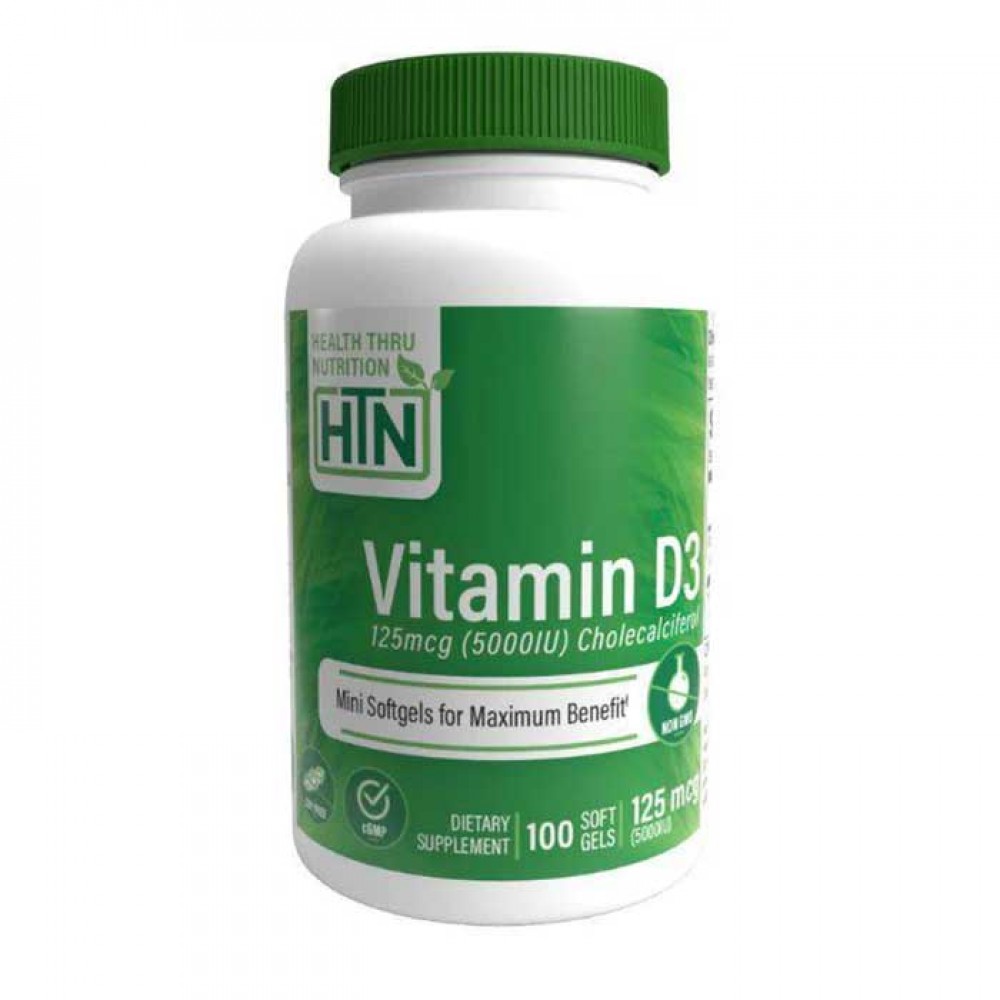 Vitamin D3 125 mcg (5000 IU) 100 softgels - Health Thru Nutrition