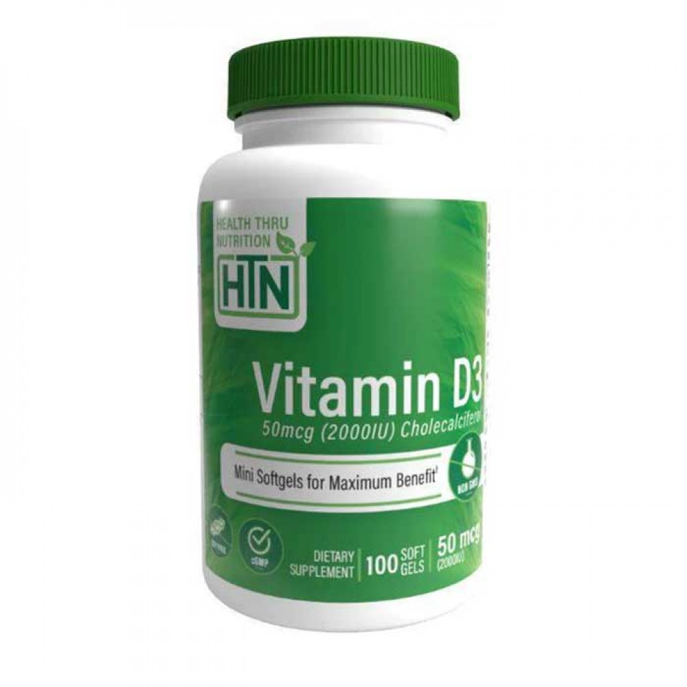 Vitamin D3 50 mcg (2000 IU) 100 softgels - Health Thru Nutrition