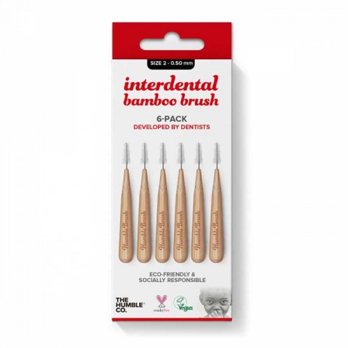 HUMBLE INTERDENTAL BRUSH Bamboo 6 Pack  Size 2  0.5mm  Red HUMBLE INTERDENTAL BRUSH Bamboo 6 Pack  Size 2  0.5mm  Red