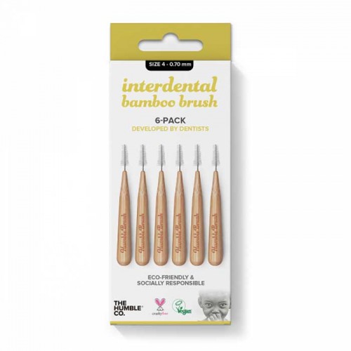 HUMBLE INTERDENTAL BRUSH Bamboo 6 Pack  Size 4  0.7mm  Yellow HUMBLE INTERDENTAL BRUSH Bamboo 6 Pack  Size 4  0.7mm  Yellow