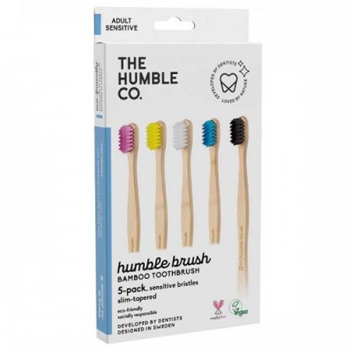 HUMBLE TOOTHBRUSH Flat Curved Adult 5Pack Sensitive 5 Colors HUMBLE TOOTHBRUSH Flat Curved Adult 5Pack Sensitive 5 Colors