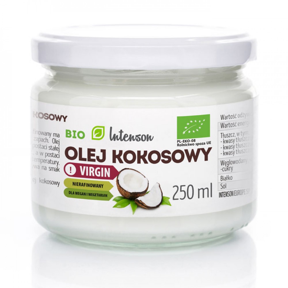 Αγνό Βιολογικό Λάδι καρύδας 250ml - Intenson (Coconut Oil - Olej Kokosowy)