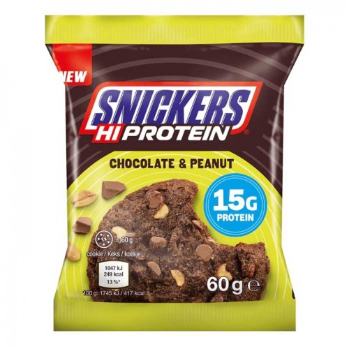 Snickers Hi Protein Cookie 60gr Chocolate & Peanut Snickers Hi Protein Cookie 60gr Chocolate & Peanut