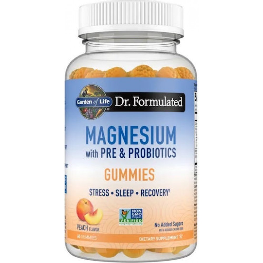 Magnesium  Bisglycinate with Pre and Probiotics 60 Gummies / Garden of Life - Peach (ροδάκινο)