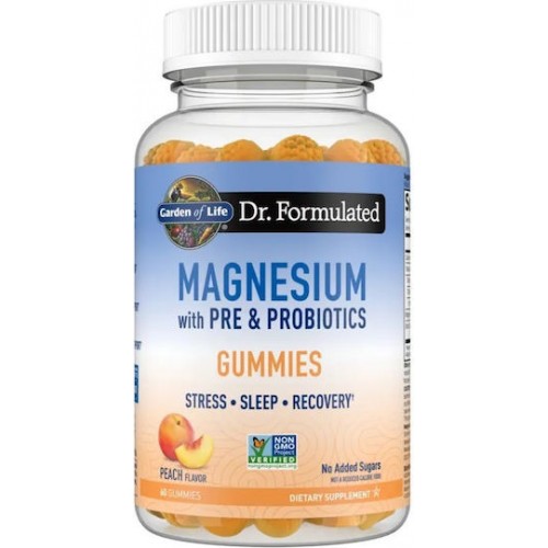 Magnesium  Bisglycinate with Pre and Probiotics 60 Gummies / Garden of Life - Peach (ροδάκινο)