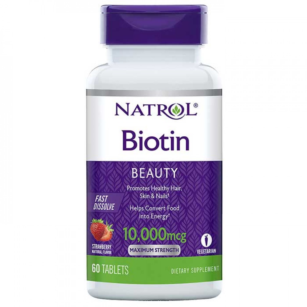 Biotin Fast Dissolve 10000mcg 60 ταμπλέτες Φράουλα - Natrol / Βιταμίνες