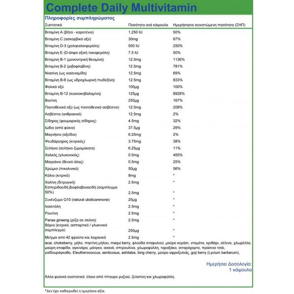 Complete Daily Multivitamin - Με αντιοξειδωτικό σύμπλεγμα  60 caps - Natural Vitamins