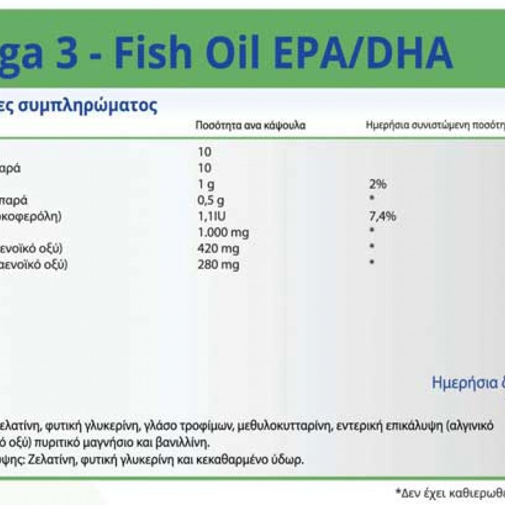Omega 3 - Enteric Coated Fish Oil 1000mg 700mg EPA/DHA 30 caps - Natural Vitamins