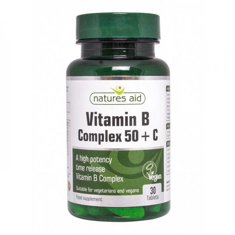 Vitamin B Complex 50 + C 30 ταμπλέτες - Natures Aid / Βιταμίνες