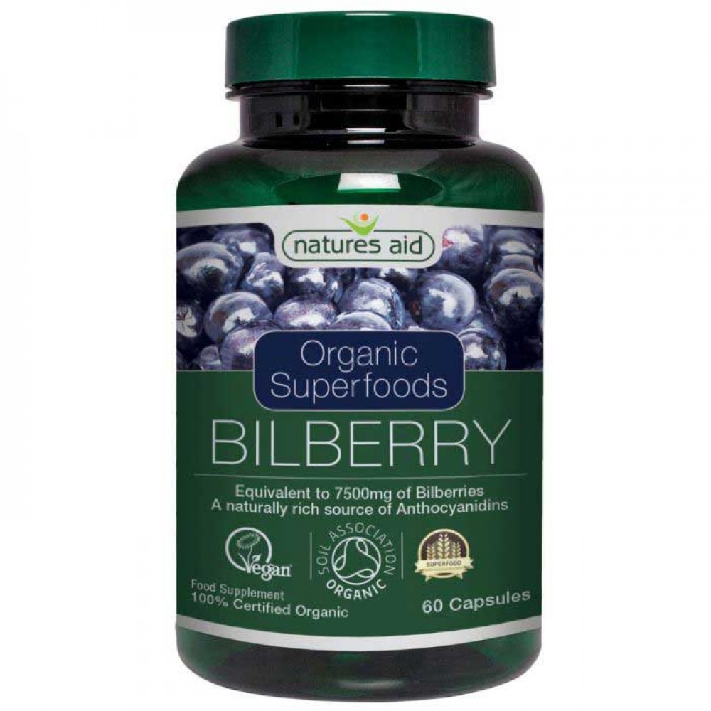 Bilberry Organic  60 vcaps - Natures Aid / Βιολογικό Μύρτιλλο